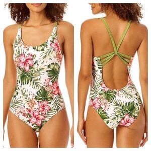 Hurley One Piece Bathing Suit Floral Tropical Small